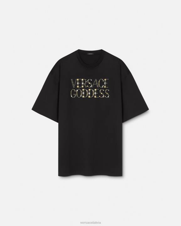 melns apģērbs Versace 806B156 sievietes radžots dievietes t-krekls