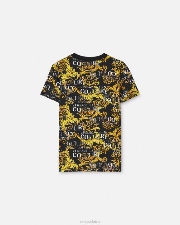 melns & zelts apģērbs Versace 806B2222 sievietes modes t-krekls ar logotipu
