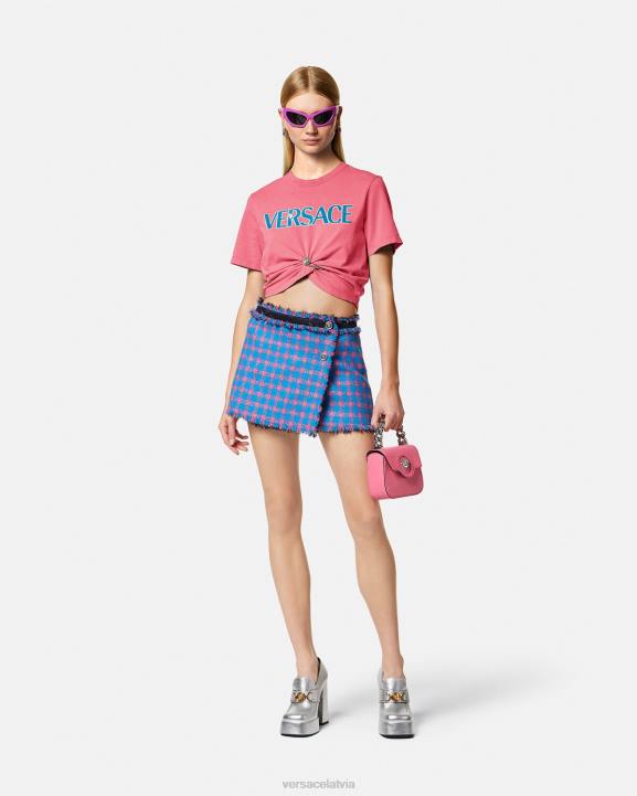 rozā apģērbs Versace 806B139 sievietes T-krekls ar drošības adatu ar logotipu