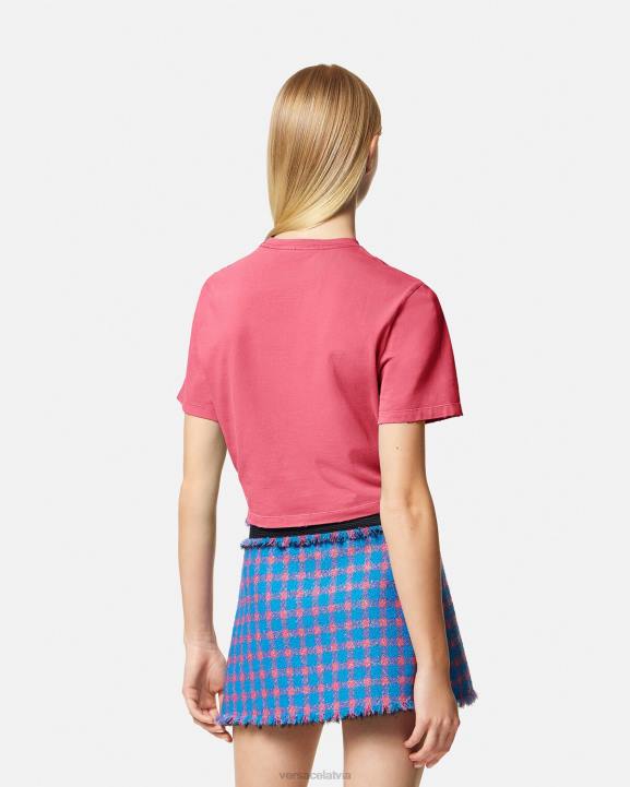 rozā apģērbs Versace 806B139 sievietes T-krekls ar drošības adatu ar logotipu