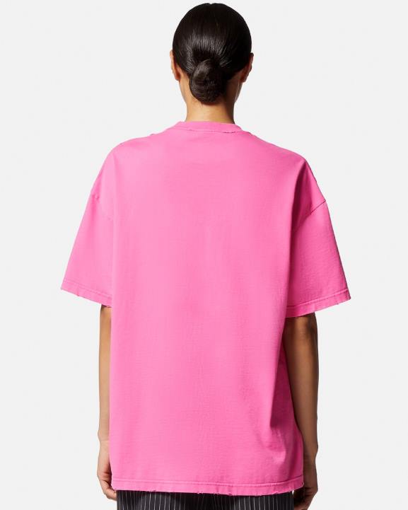 rozā apģērbs Versace 806B152 sievietes T-krekls ar noskumušu logotipu