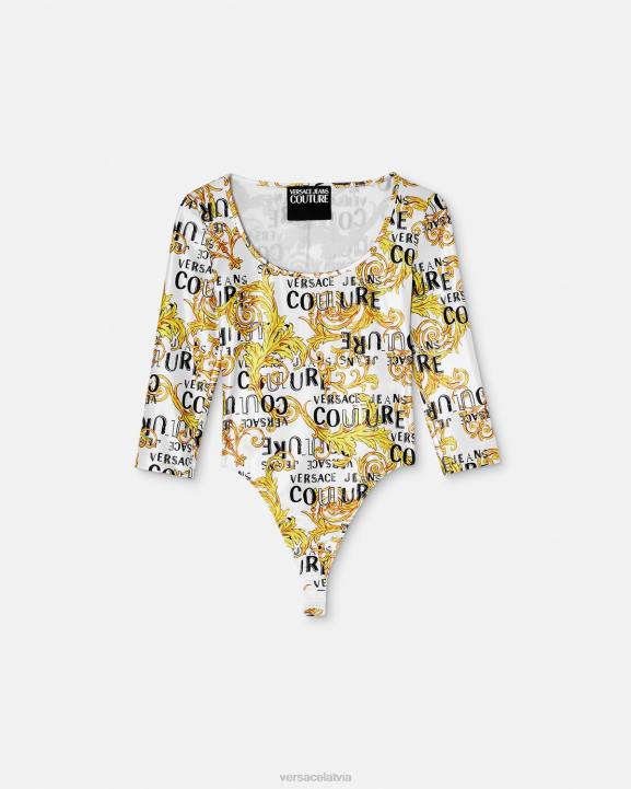 zelts un balts apģērbs Versace 806B2210 sievietes logo couture bodijs