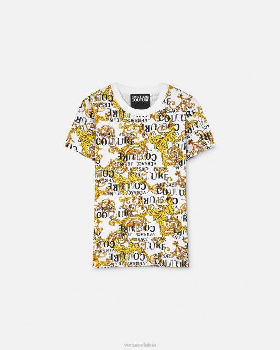 zelts un balts apģērbs Versace 806B2223 sievietes modes t-krekls ar logotipu
