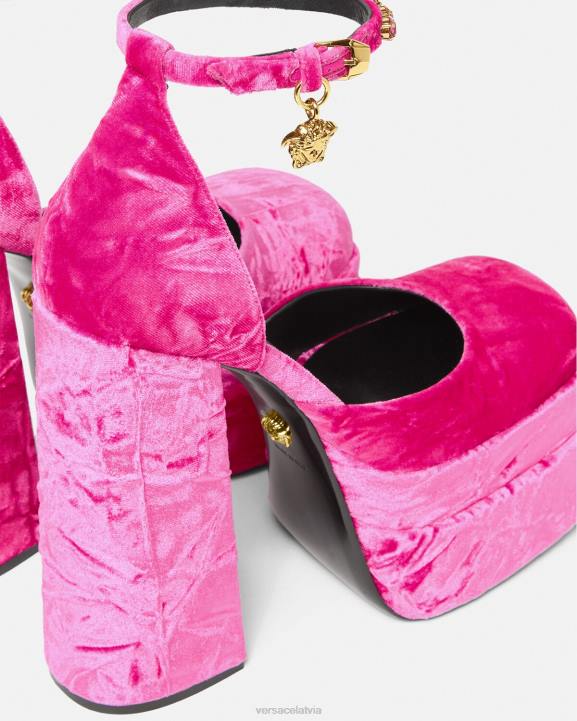 rozā kurpes Versace 806B429 sievietes medusa aevitas samta platformas sūkņi