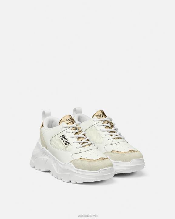 zelts un balts kurpes Versace 806B2264 sievietes spīdtreka kedas