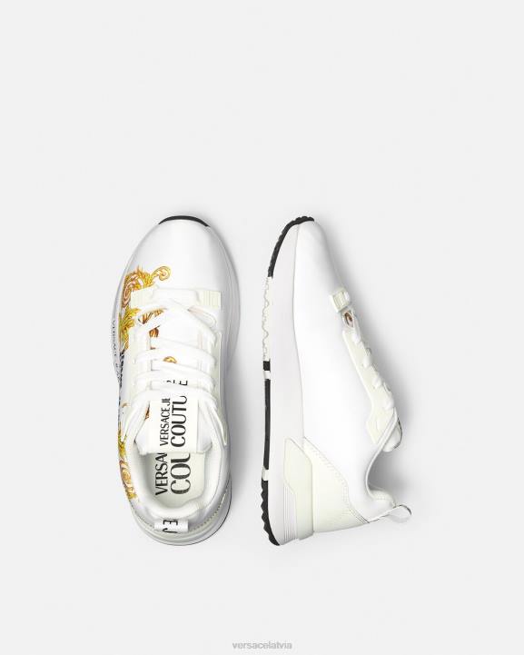 zelts un balts kurpes Versace 806B2279 sievietes logo couture dinamiskas kedas