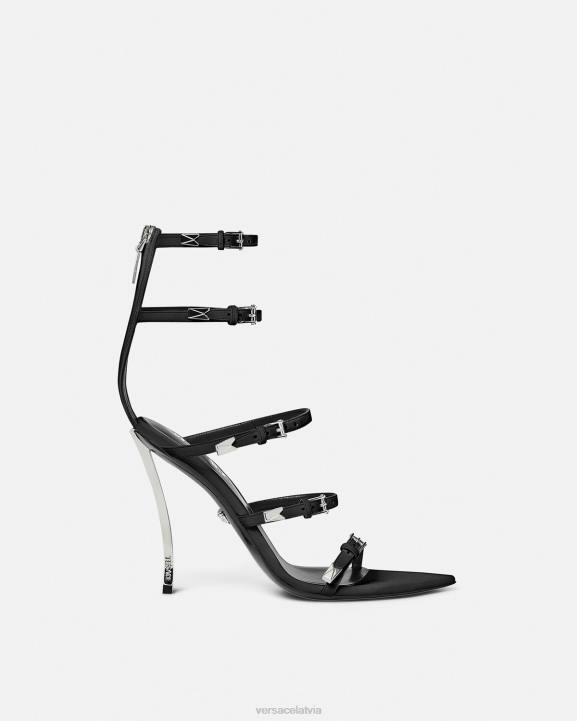 melns kurpes Versace 806B387 sievietes pin-point sandales