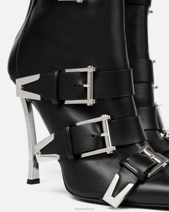 melns kurpes Versace 806B390 sievietes zābaki ar sprādzēm