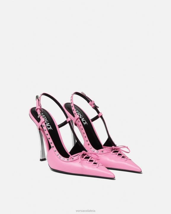 rozā kurpes Versace 806B389 sievietes šņorīti pin-point slingback sūkņi