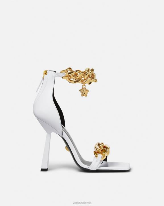 balts kurpes Versace 806B446 sievietes medusa ķēdes augstpapēžu sandales