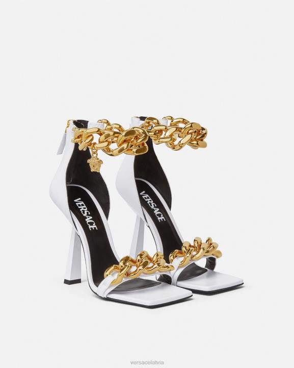 balts kurpes Versace 806B446 sievietes medusa ķēdes augstpapēžu sandales