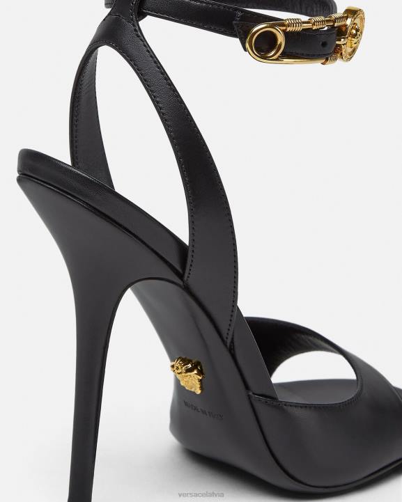 melns kurpes Versace 806B449 sievietes drošības adatas augstpapēžu sandales
