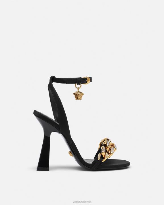 melns kurpes Versace 806B463 sievietes medusa ķēdes augstpapēžu sandales