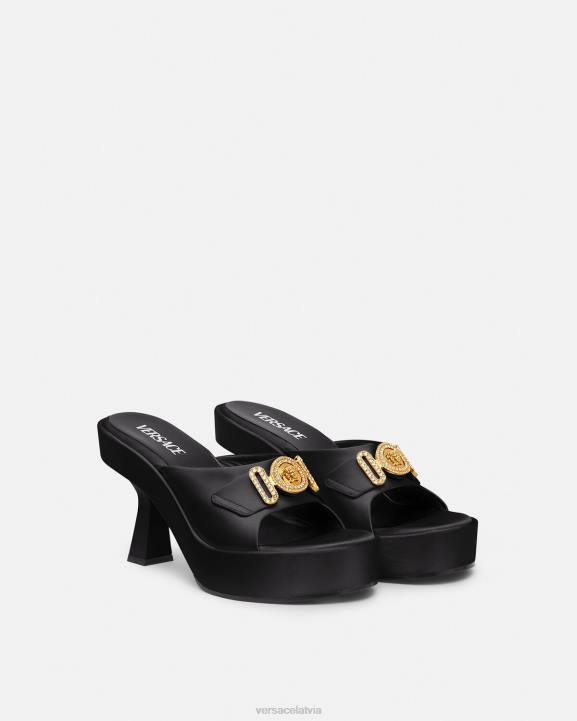 melns kurpes Versace 806B469 sievietes medusa biggie kristāla mūļi