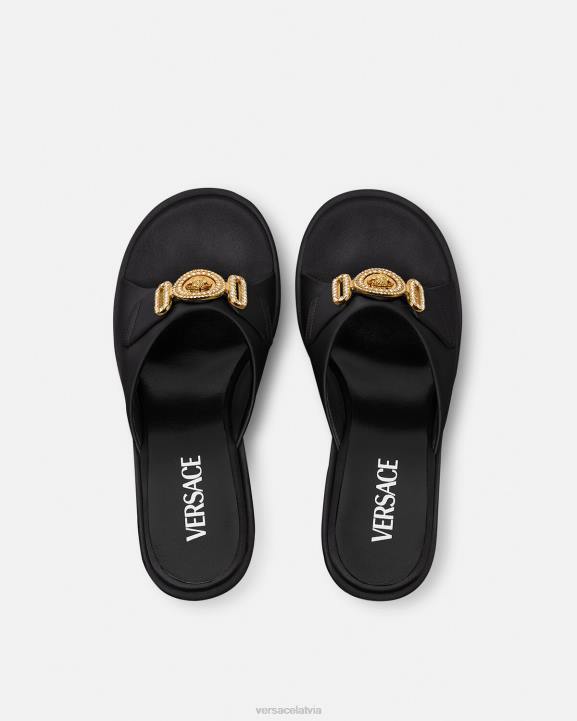 melns kurpes Versace 806B469 sievietes medusa biggie kristāla mūļi