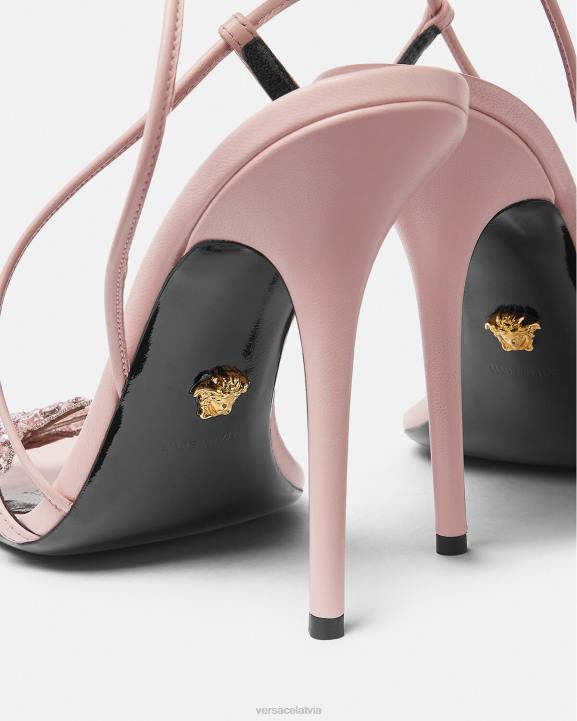 rozā kurpes Versace 806B437 sievietes kristāla tauriņi satīna sandales