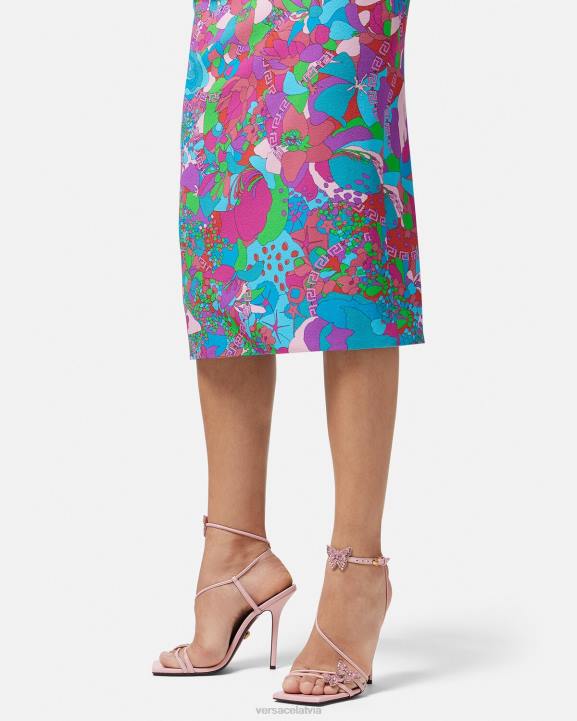 rozā kurpes Versace 806B437 sievietes kristāla tauriņi satīna sandales