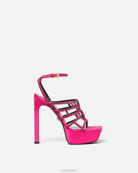 rozā kurpes Versace 806B468 sievietes greca labirints kristāla sandales