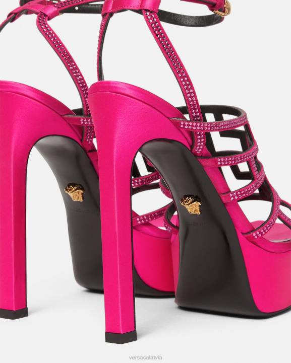 rozā kurpes Versace 806B468 sievietes greca labirints kristāla sandales