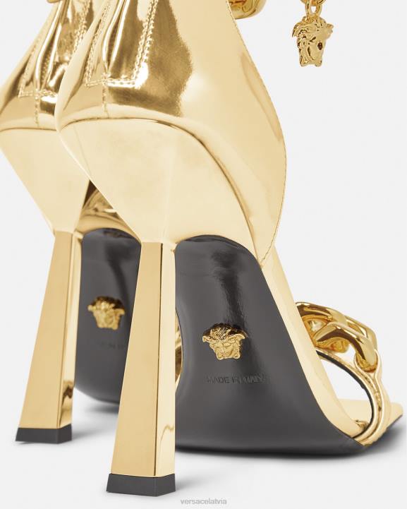 zelts kurpes Versace 806B447 sievietes medusa metāla ķēdes sandales
