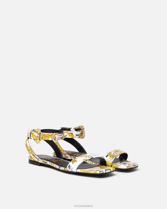 zelts un balts kurpes Versace 806B2298 sievietes pop couture milie plakanas sandales