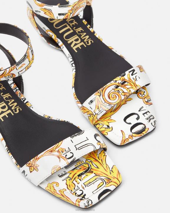 zelts un balts kurpes Versace 806B2298 sievietes pop couture milie plakanas sandales