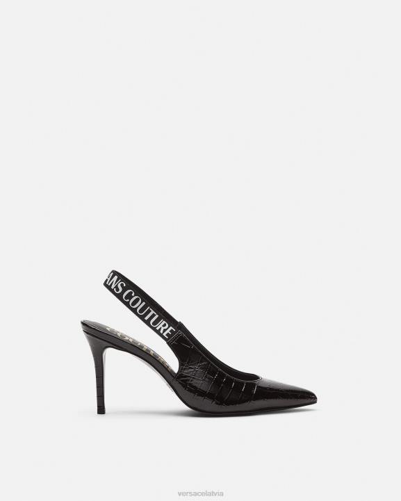 melns kurpes Versace 806B2307 sievietes logo slingback sūkņi