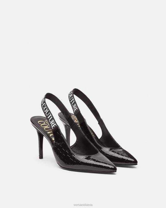 melns kurpes Versace 806B2307 sievietes logo slingback sūkņi