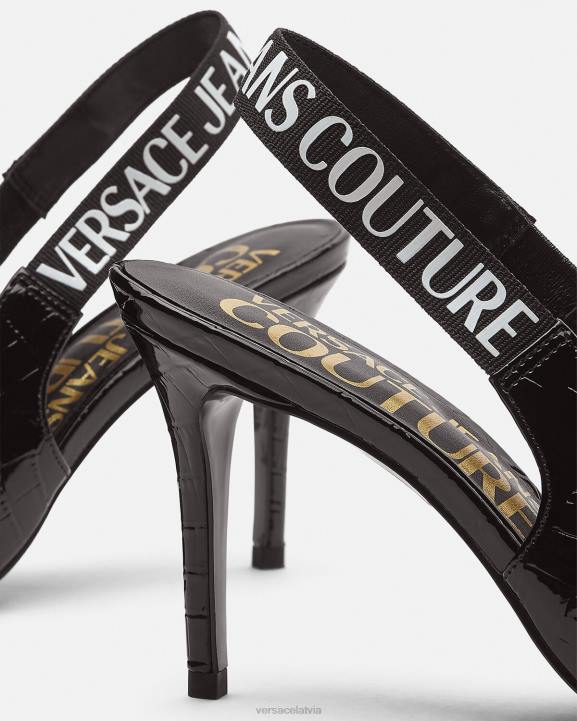 melns kurpes Versace 806B2307 sievietes logo slingback sūkņi