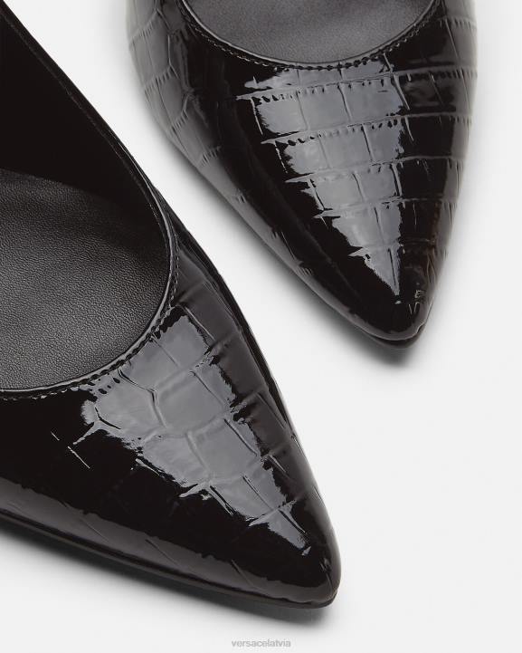 melns kurpes Versace 806B2307 sievietes logo slingback sūkņi