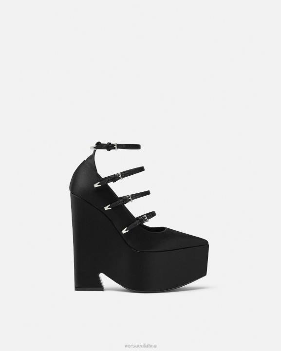 melns kurpes Versace 806B494 sievietes tempest satīna platformas sūkņi