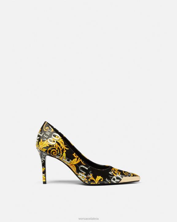 melns & zelts kurpes Versace 806B2304 sievietes scarlett logo couture pumpas