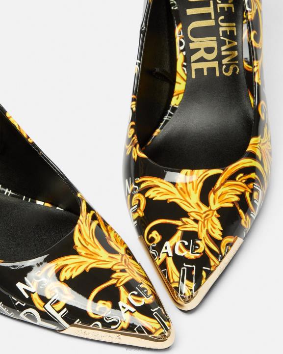 melns & zelts kurpes Versace 806B2304 sievietes scarlett logo couture pumpas