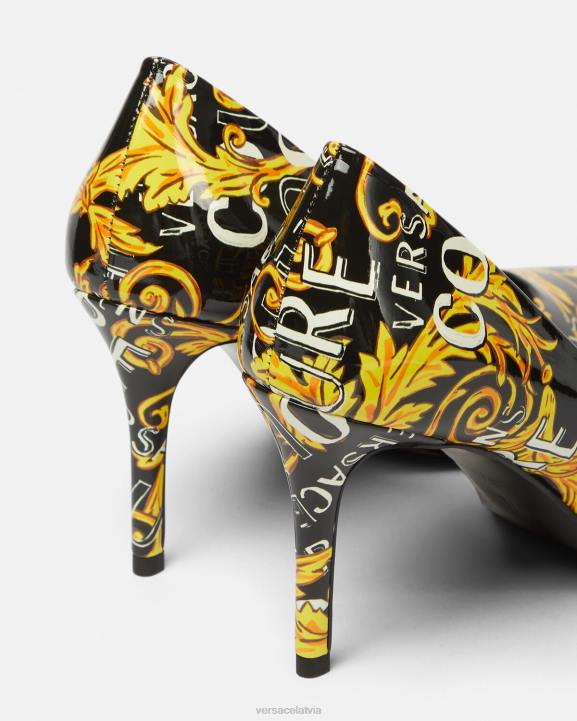 melns & zelts kurpes Versace 806B2304 sievietes scarlett logo couture pumpas