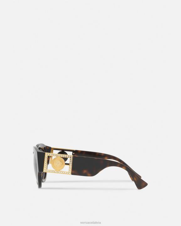 havana Piederumi Versace 806B628 sievietes spilgtas medūzas kristāla saulesbrilles