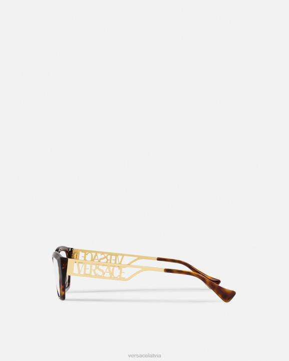 havana un zelts Piederumi Versace 806B705 sievietes 90. gadu vintage logotipa kaķu acu brilles