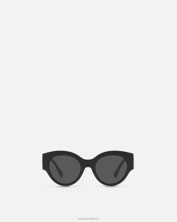 melns Piederumi Versace 806B627 sievietes spilgtas medūzas kristāla saulesbrilles