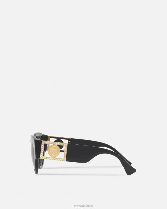 melns Piederumi Versace 806B627 sievietes spilgtas medūzas kristāla saulesbrilles