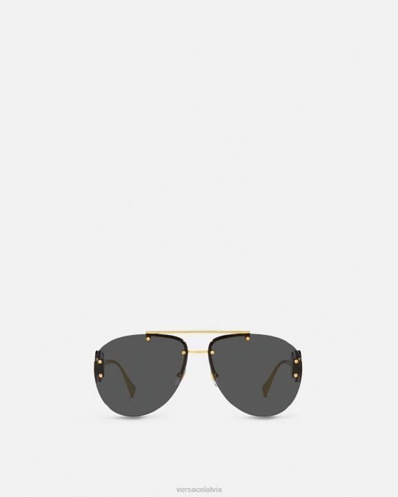 melns & zelts Piederumi Versace 806B623 sievietes dubultās medusa aviator saulesbrilles