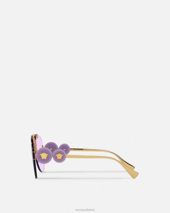 violets Piederumi Versace 806B624 sievietes dubultās medusa aviator saulesbrilles