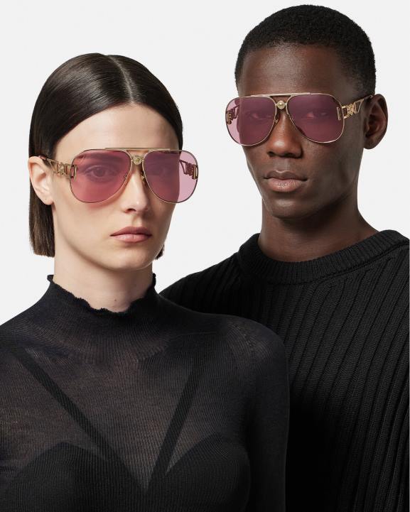 zelts un rozā Piederumi Versace 806B598 sievietes medusa biggie pilot saulesbrilles