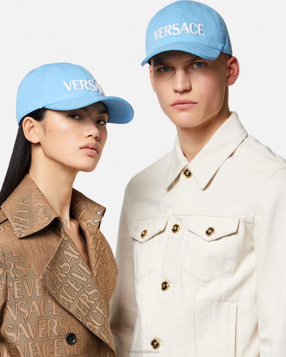 gaiši zils Piederumi Versace 806B872 sievietes beisbola cepure ar logotipu