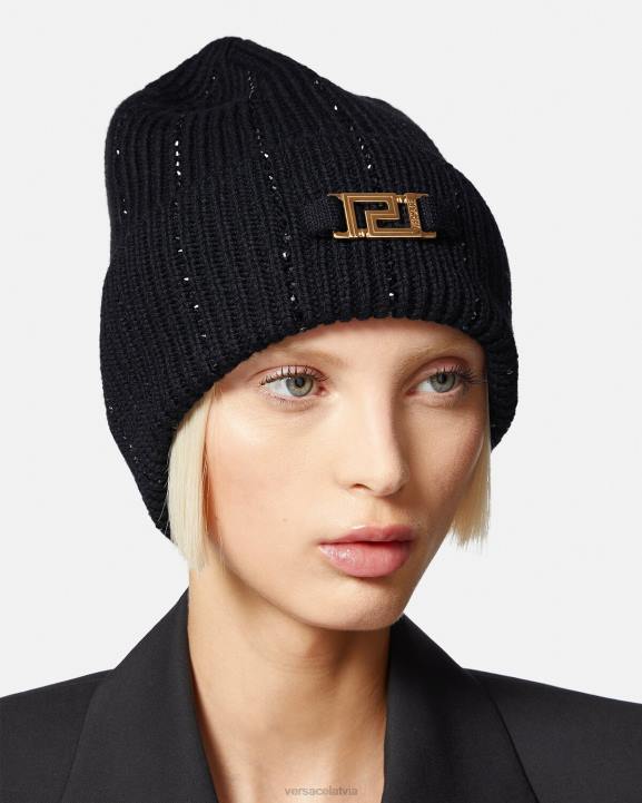 melns Piederumi Versace 806B874 sievietes Greca kristāla rievota pupiņa