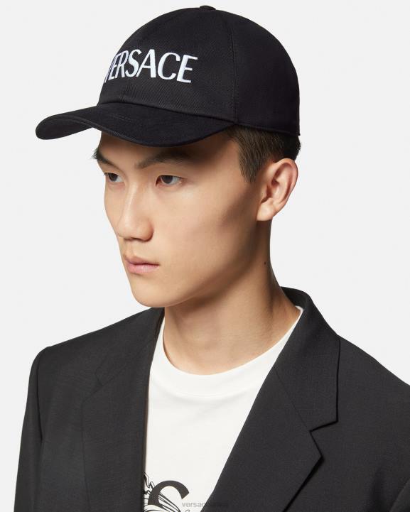 melns Piederumi Versace 806B879 sievietes izšūts logo vāciņš