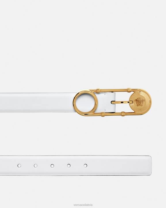 balts Piederumi Versace 806B537 sievietes drošības adatas ādas josta