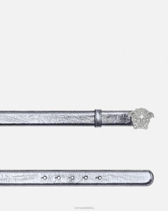 gaiši zils Piederumi Versace 806B521 sievietes la medusa metāla ādas josta