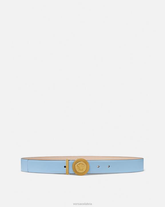 gaiši zils Piederumi Versace 806B546 sievietes medusa biggie ādas josta