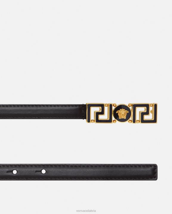 melns Piederumi Versace 806B517 sievietes greca dievietes plānā ādas josta