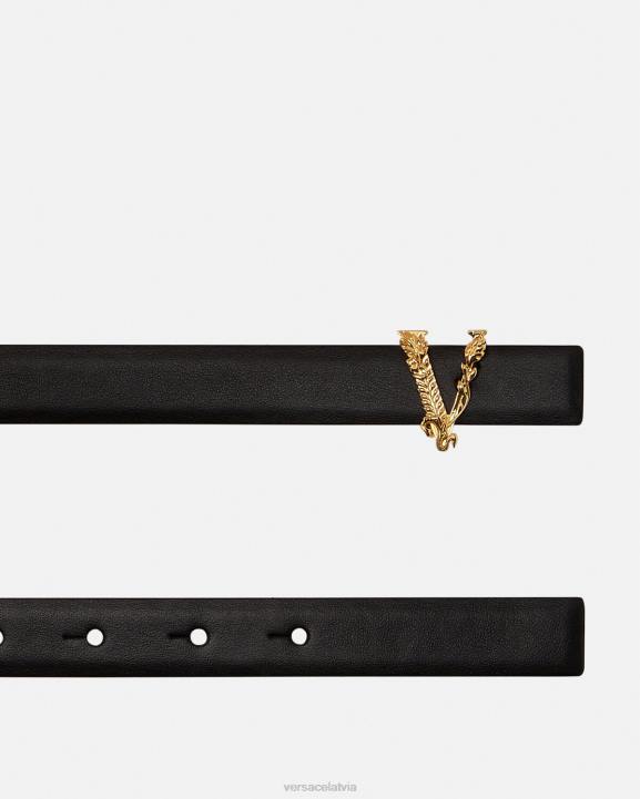 melns Piederumi Versace 806B540 sievietes virtus plānas ādas josta