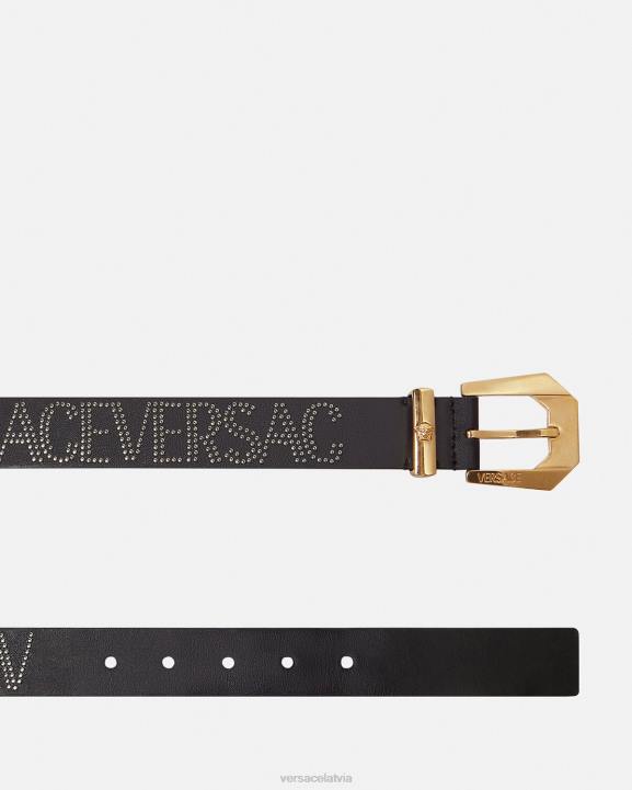 melns Piederumi Versace 806B549 sievietes radžota viscaur ādas josta